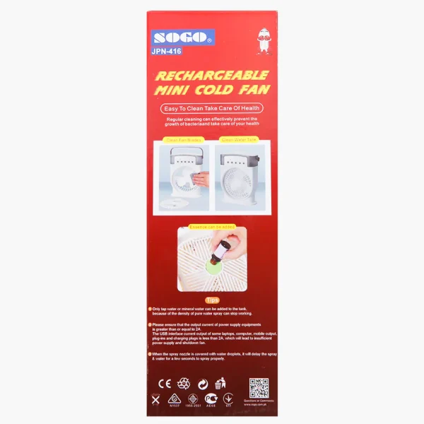 Sogo Rechargeable Mini Cold fan 54 - Image 4