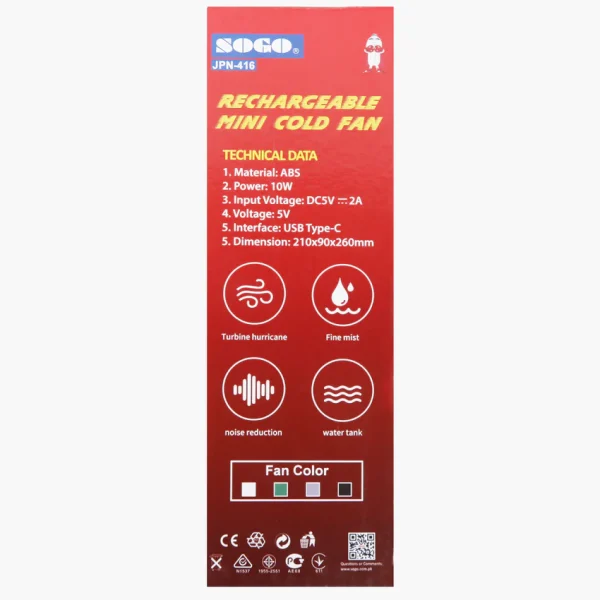 Sogo Rechargeable Mini Cold fan 54 - Image 5