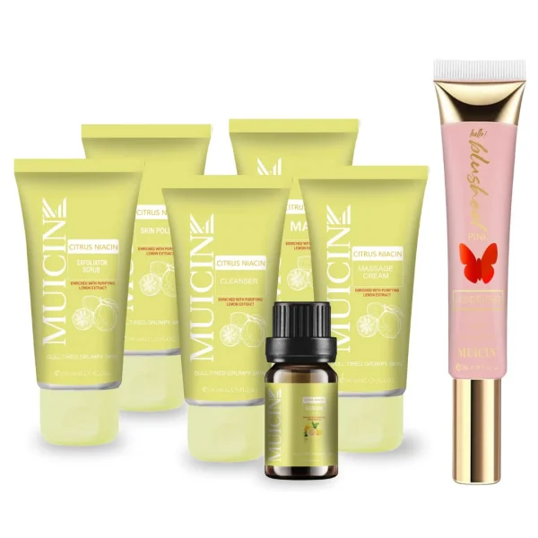 Muicin Citron Niacin Glow Blow Facial Kit Pink Blusher Tube 43